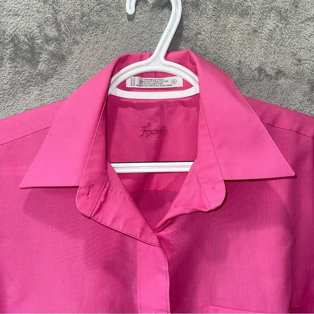Foxcroft Pink Wrinkle Free Cotton Blend Button Down Top Size 6 - Picture 5 of 10